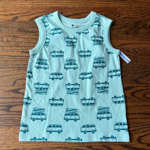 New Tucker + Tate Boy's Surfer Camper Van Green Graphic Sleeveless Tank - 3 - Picture 1 of 3